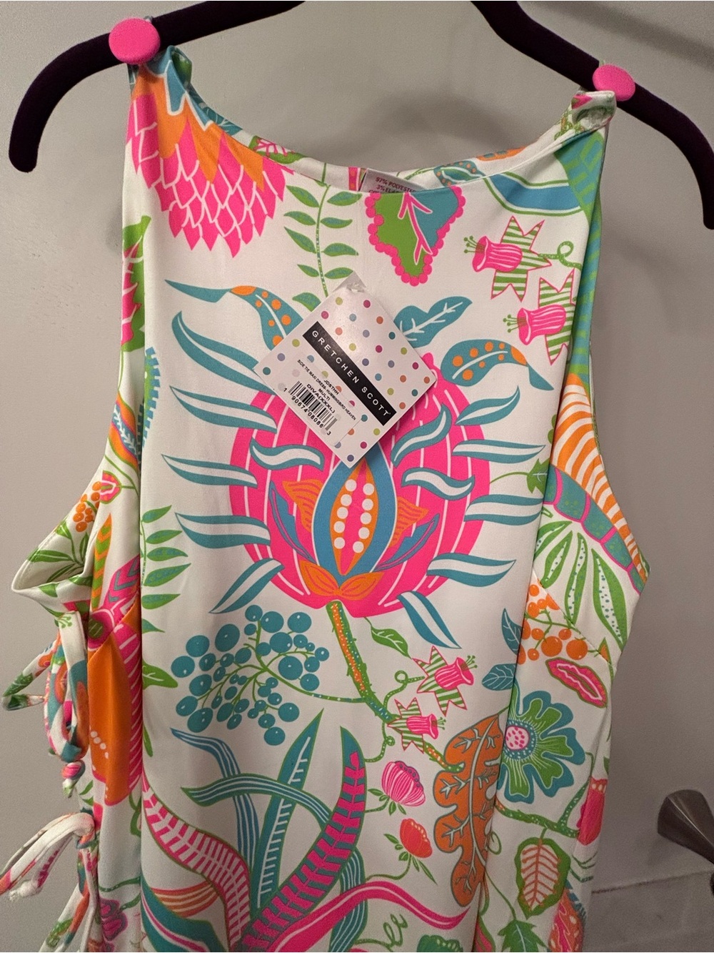 Gretchen Scott Designs Floral Tie-Side Maxi Dress in White, Pink, Green - Picture 4 of 7